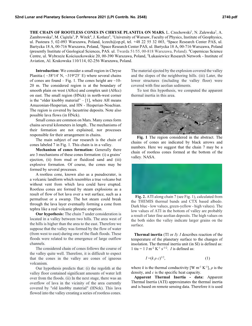 The Chain of Rootless Cones in Chryse Planitia on Mars. L