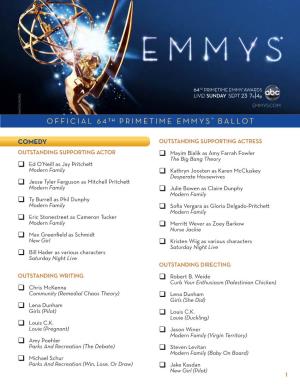 Official 64 T H Primetime Emmys ® Ballot
