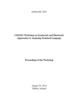 Proceedings of the COLING Workshop On