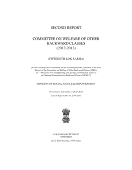 Second Report Committee on Welfare of Other Backward