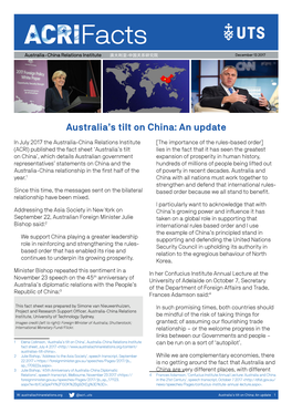 Australia's Tilt on China