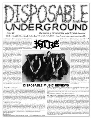 Disposable Underground by Richard Johnson Unless Otherwise Noted