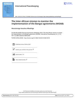 The Inter‐African Mission to Monitor the Implementation of the Bangui Agreements (MISAB)