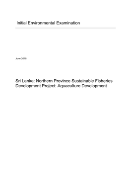 Northern Province Sustainable Fisheries Development Project: Aquaculture Development