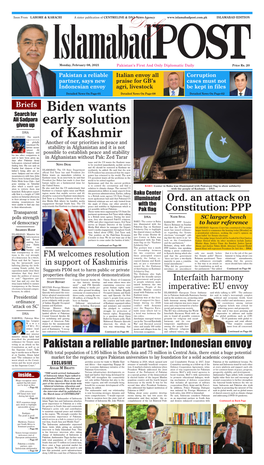 Briefs Biden Wants Early Solution of Kashmir