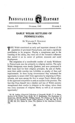 Early Welsh Settlers of Pennsylvania