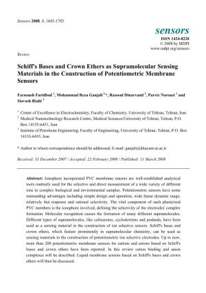 Schiff's Bases and Crown Ethers As Supramolecular Sensing Materials in the Construction of Potentiometric Membrane Sensors