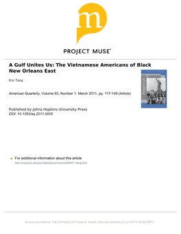 A Gulf Unites Us: the Vietnamese Americans of Black New Orleans East