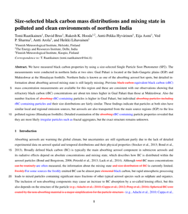 Size-Selected Black Carbon Mass Distributions and Mixing State in Polluted and Clean Environments of Northern India Tomi Raatikainen1, David Brus1, Rakesh K