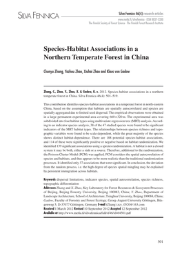 Species-Habitat Associations in a Northern Temperate Forest in China