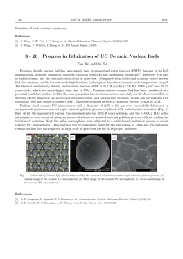 3 - 20 Progress in Fabrication of UC Ceramic Nuclear Fuels