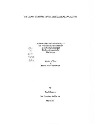 A 5 3 6 Music. a Thesis Submitted to the Faculty of San Francisco State
