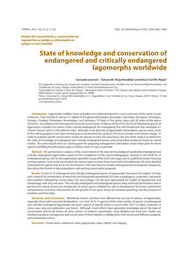 State of Knowledge and Conservation of Endangered and Critically Endangered Lagomorphs Worldwide