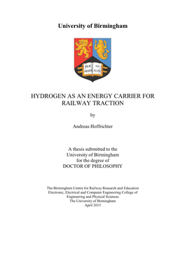 Hydrogen As an Energy Carrier for Railway Traction