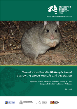Translocated Boodie (Bettongia Lesuer) Burrowing Effects on Soils and Vegetation