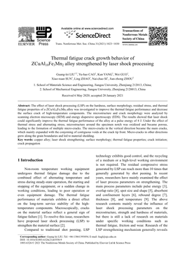 Thermal Fatigue Crack Growth Behavior of Zcual10fe3mn2 Alloy Strengthened by Laser Shock Processing