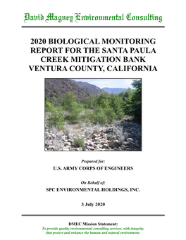 Santa Paula Creek Mitigation Bank Ventura County, California