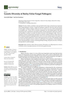 Genetic Diversity of Barley Foliar Fungal Pathogens