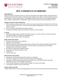 Pes Anserinus Syndrome