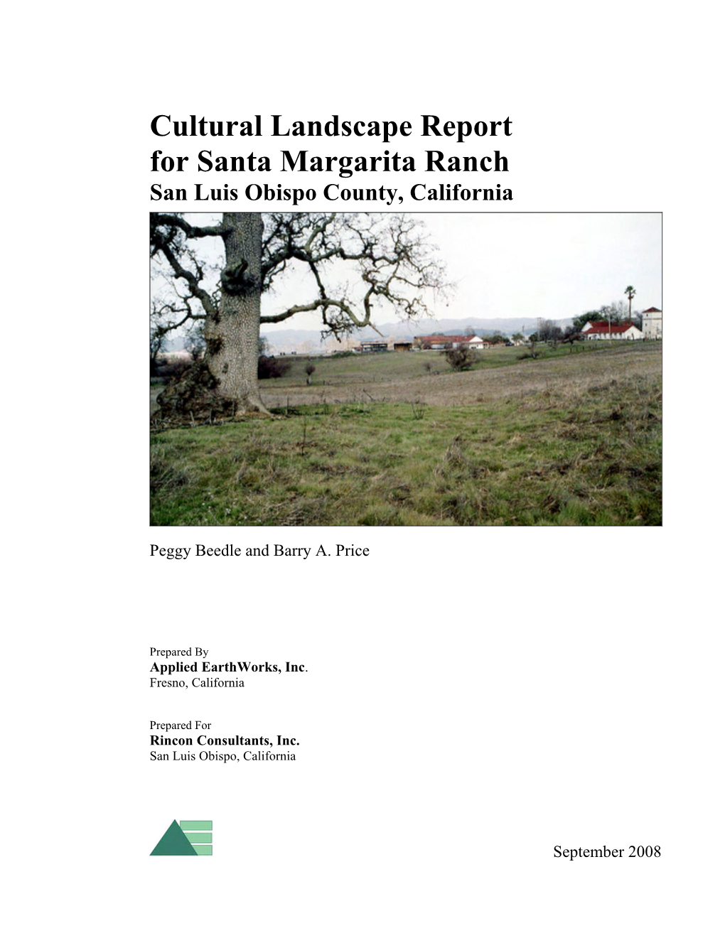 Cultural Landscape Report for Santa Margarita Ranch San Luis Obispo County, California