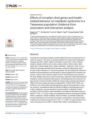 Effects of Circadian Clock Genes and Health-Related