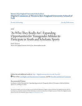Expanding Opportunities for Transgender Athletes to Participate in Youth and Scholastic Sports Erin E