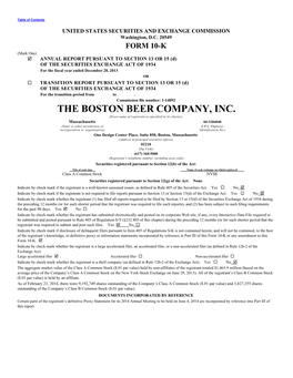 THE BOSTON BEER COMPANY, INC. (Exact Name of Registrant As Specified in Its Charter)