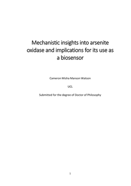 Mechanistic Insights Into Arsenite Oxidase and Implications for Its Use As a Biosensor