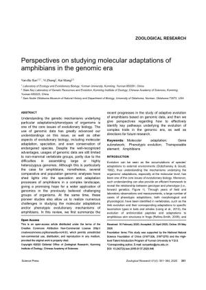 Perspectives on Studying Molecular Adaptations of Amphibians in the Genomic Era