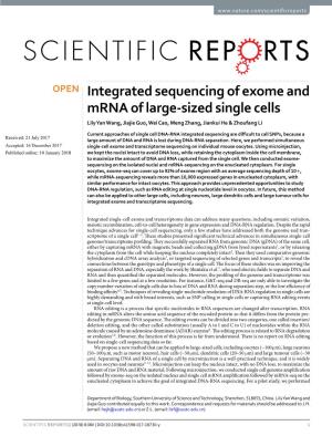 Integrated Sequencing of Exome and Mrna of Large-Sized Single Cells Lily Yan Wang, Jiajie Guo, Wei Cao, Meng Zhang, Jiankui He & Zhoufang Li