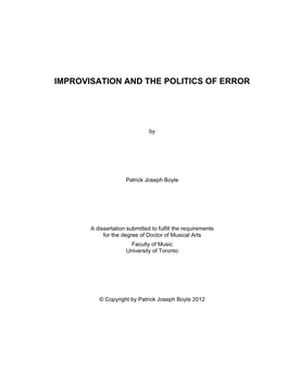 Improvisation and the Politics of Error