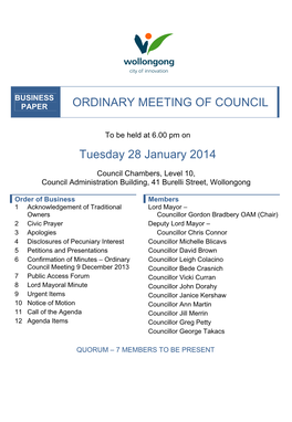 Council Business Paper 28 January 2014