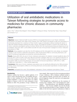 Utilization of Oral Antidiabetic Medications in Taiwan Following