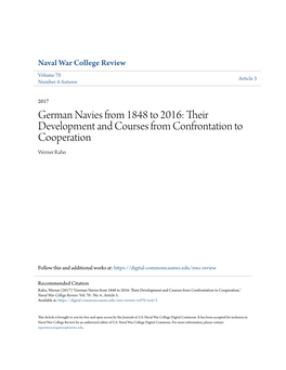 German Navies from 1848 to 2016: Their Development and Courses from Confrontation to Cooperation Werner Rahn