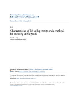 Characteristics of Fish Yolk Proteins and a Method for Inducing Vitellogenin Sean M