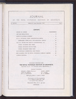 Journal of the Royal Victorian Institute of Architects + August-September, 1940 Journal of the Royal Victorian Institute of Architects