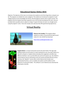 Educational Games Online 2019