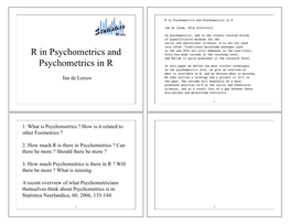 R in Psychometrics and Psychometrics in R