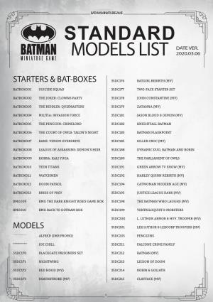 Batman Miniature Game Standard List