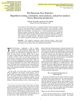 The Bayesian New Statistics: Hypothesis Testing, Estimation, Meta-Analysis, and Power Analysis from a Bayesian Perspective