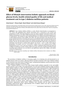 Effect of Lifestyle Intervention Holistic Approach on Blood Glucose Levels