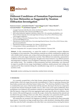 Different Conditions of Formation Experienced by Iron Meteorites As Suggested by Neutron Diffraction Investigation