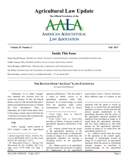 Agricultural Law Update the Official Newsletter of The