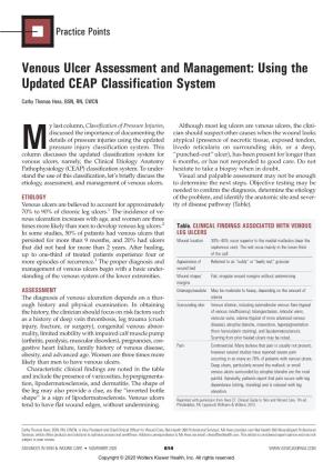 Venous Ulcer Assessment and Management: Using the Updated CEAP Classification System