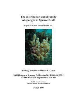 The Distribution and Diversity of Sponges in Spencer Gulf