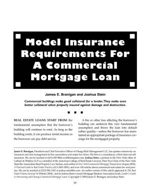 Model Insurance Requirements for a Commercial Mortgage Loan