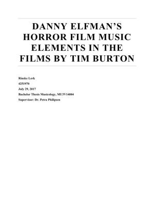 Danny Elfman's Horror Film Music Elements in the Films