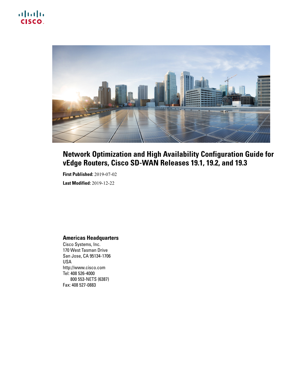 Network Optimization and High Availability Configuration Guide for Vedge Routers, Cisco SD-WAN Releases 19.1, 19.2, and 19.3