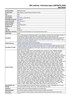 SRC Antibody - N-Terminal Region (ARP32476 P050) Data Sheet