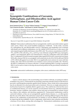 Synergistic Combinations of Curcumin, Sulforaphane, and Dihydrocaffeic